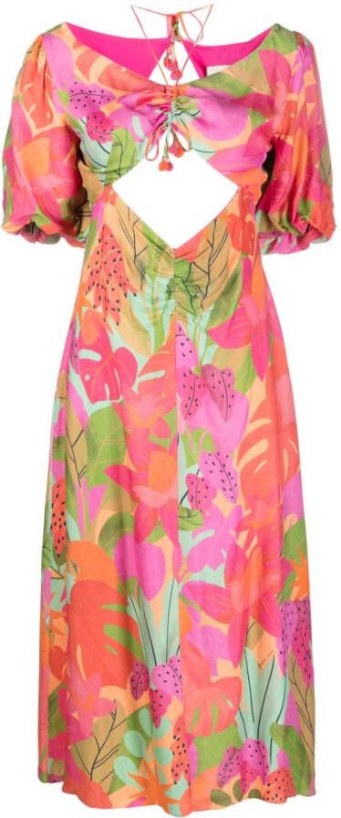 FARM Rio Midi-jurk met uitgesneden detail Roze