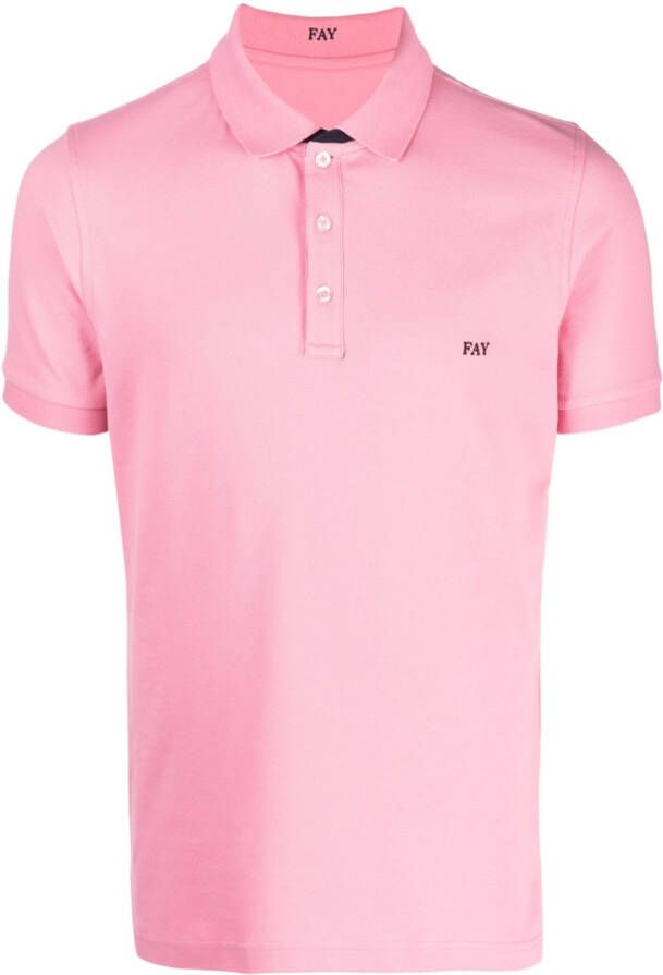 Fay Poloshirt met geborduurd logo Roze