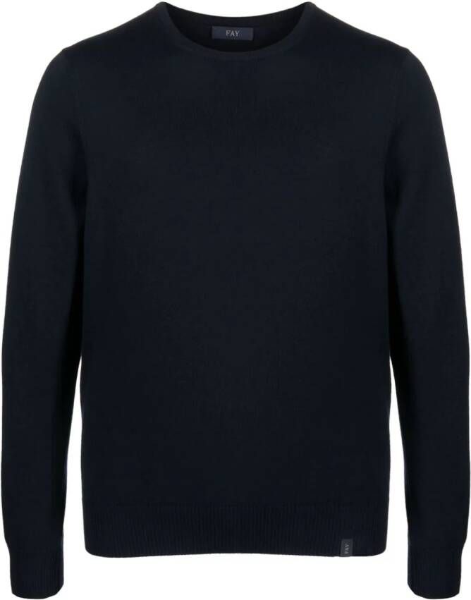 Fay Fijngebreide sweater Blauw