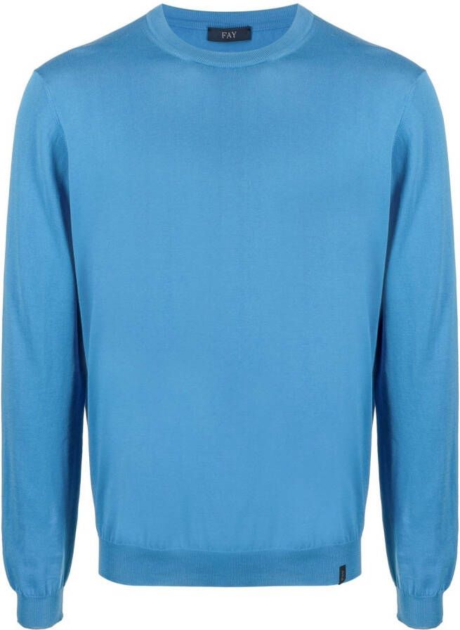 Fay Fijngebreide trui Blauw