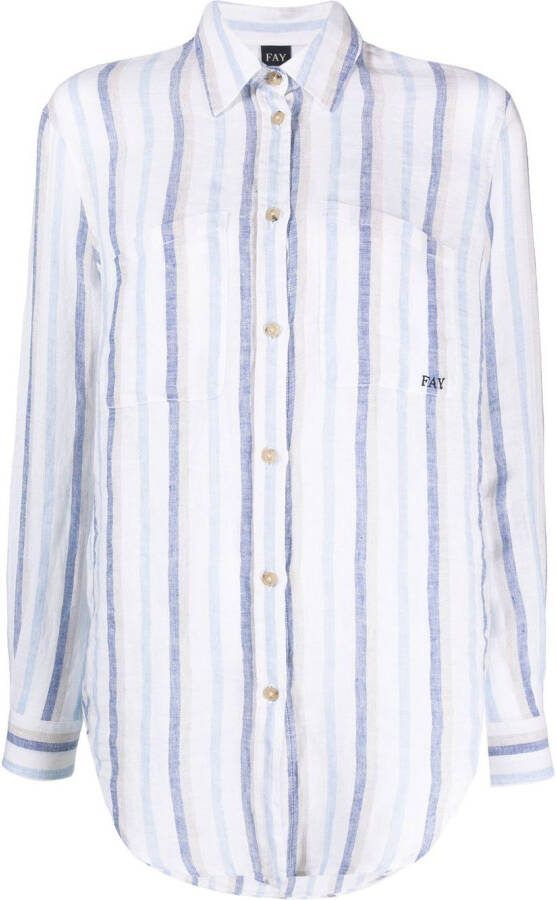 Fay Gestreepte blouse Wit
