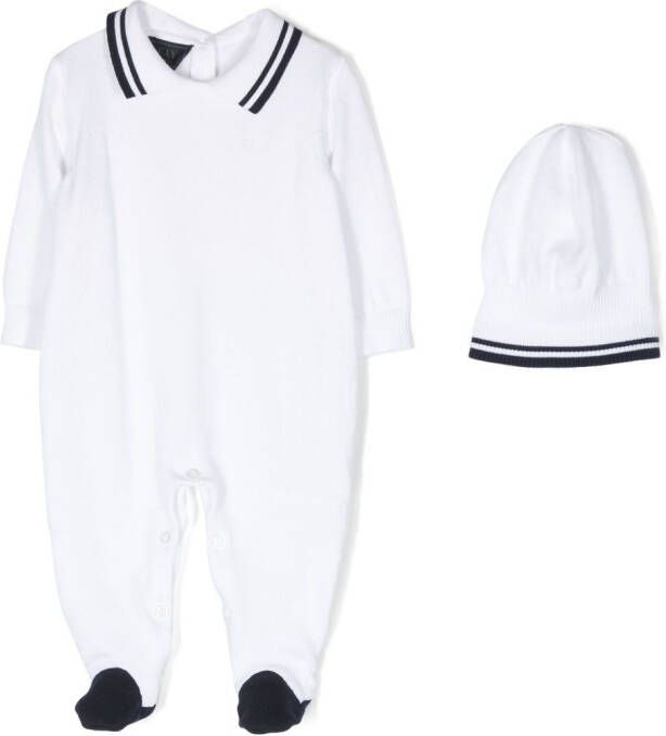 Fay Kids Babypakje met gestreepte afwerking Wit