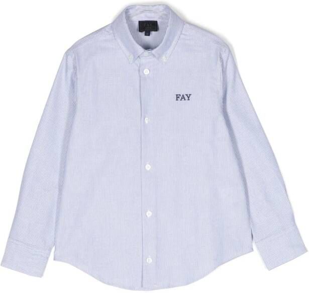 Fay Kids Shirt met geborduurd logo Blauw