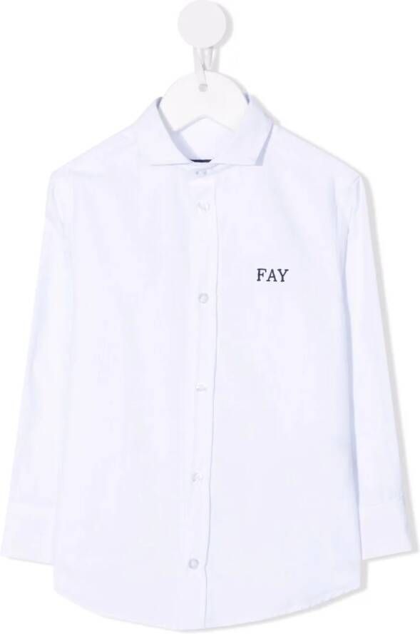 Fay Kids Shirt met geborduurd logo Wit