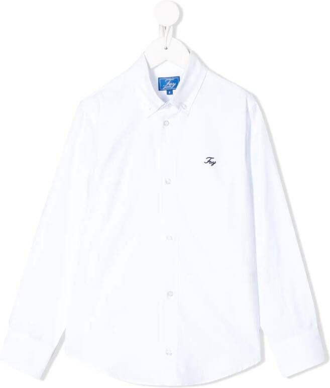 Fay Kids Shirt met geborduurd logo Wit