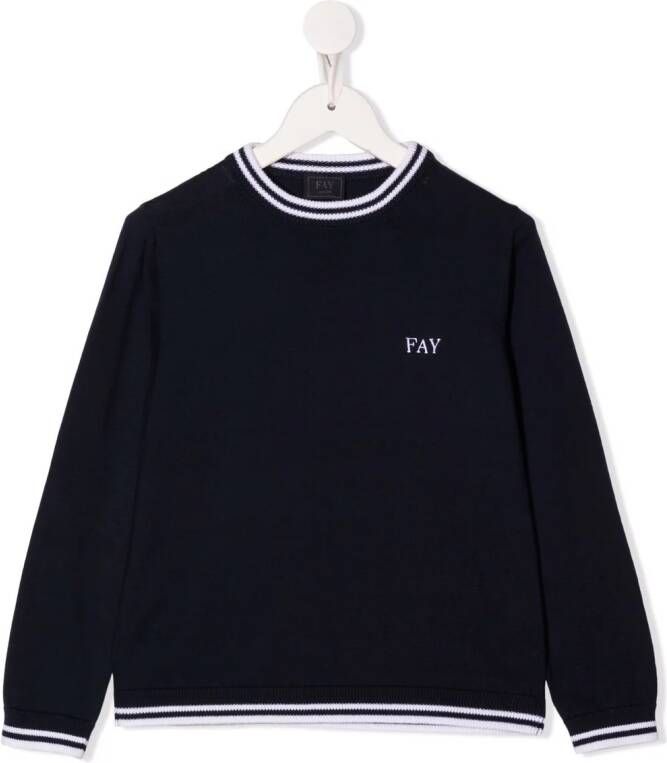 Fay Kids Sweater met logoprint Blauw