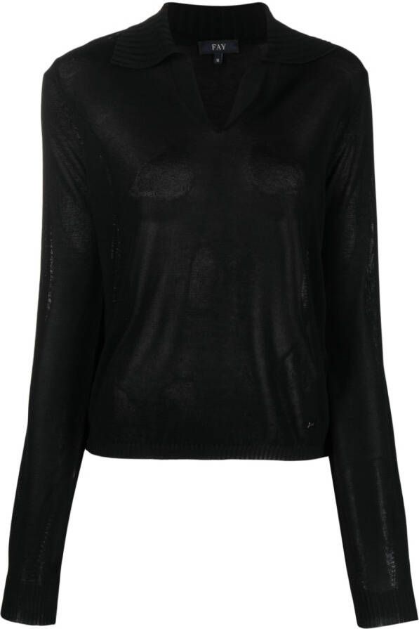 Fay Gebreide polotrui Zwart