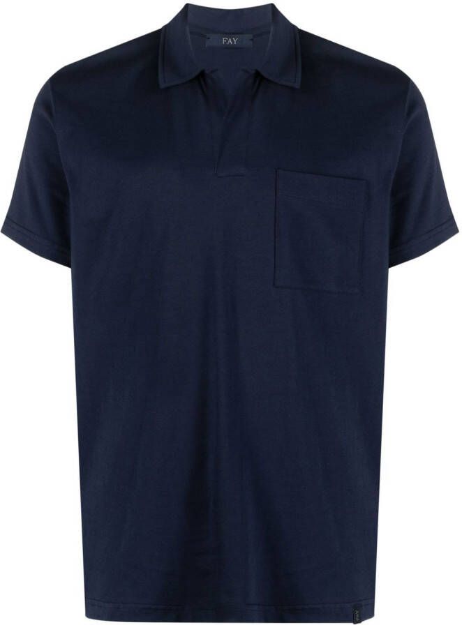 Fay Poloshirt met logopatch Blauw
