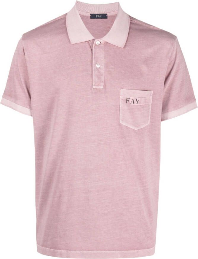 Fay logo-print cotton polo shirt Roze
