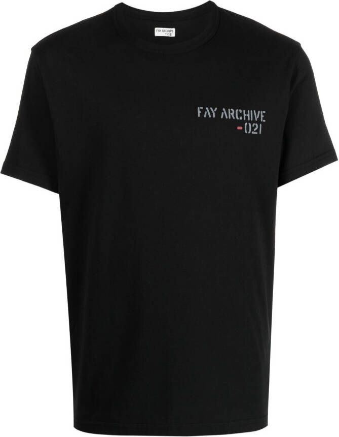 Fay T-shirt met logoprint Zwart