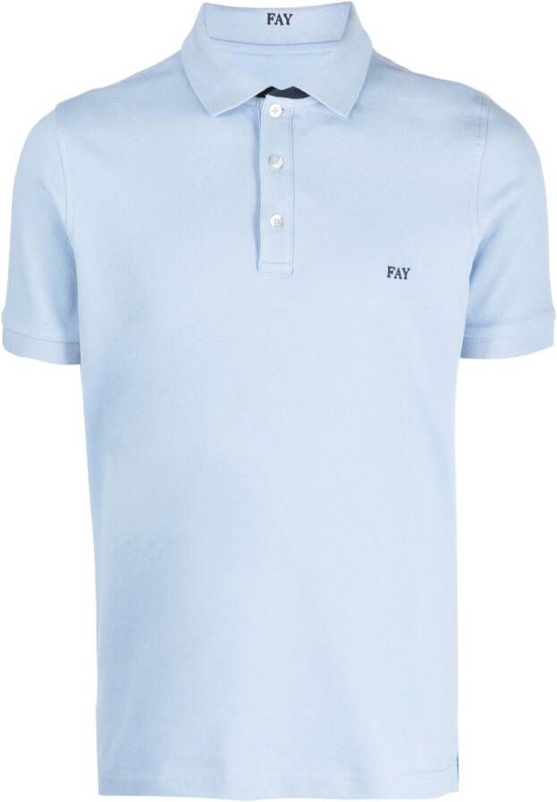 Fay Poloshirt met logoprint Blauw