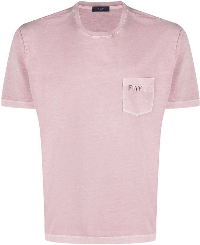 Fay T-shirt met logoprint Roze