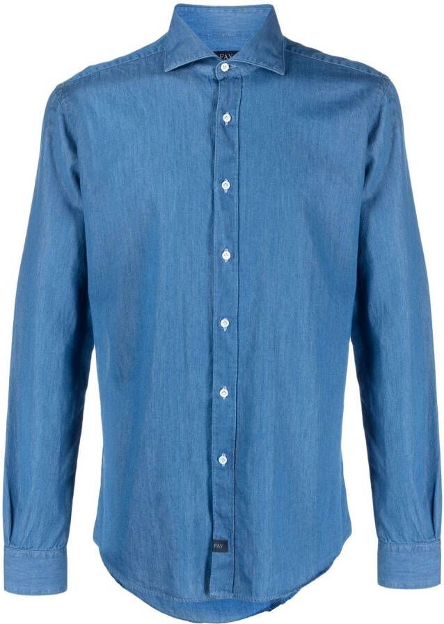 Fay Overhemd met denim-effect Blauw
