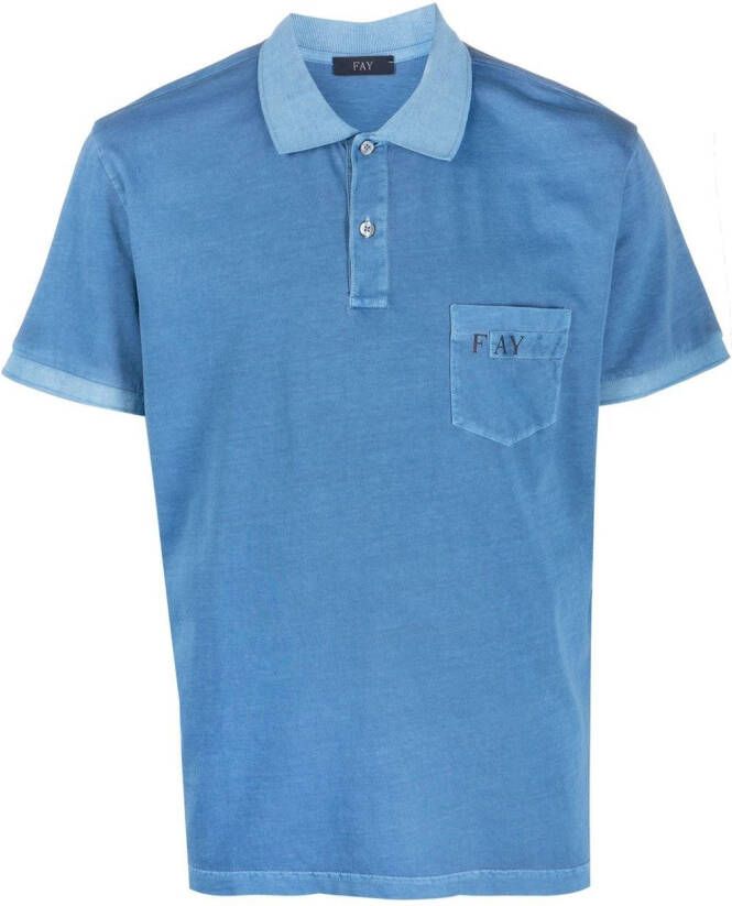 Fay Poloshirt met logoprint Blauw