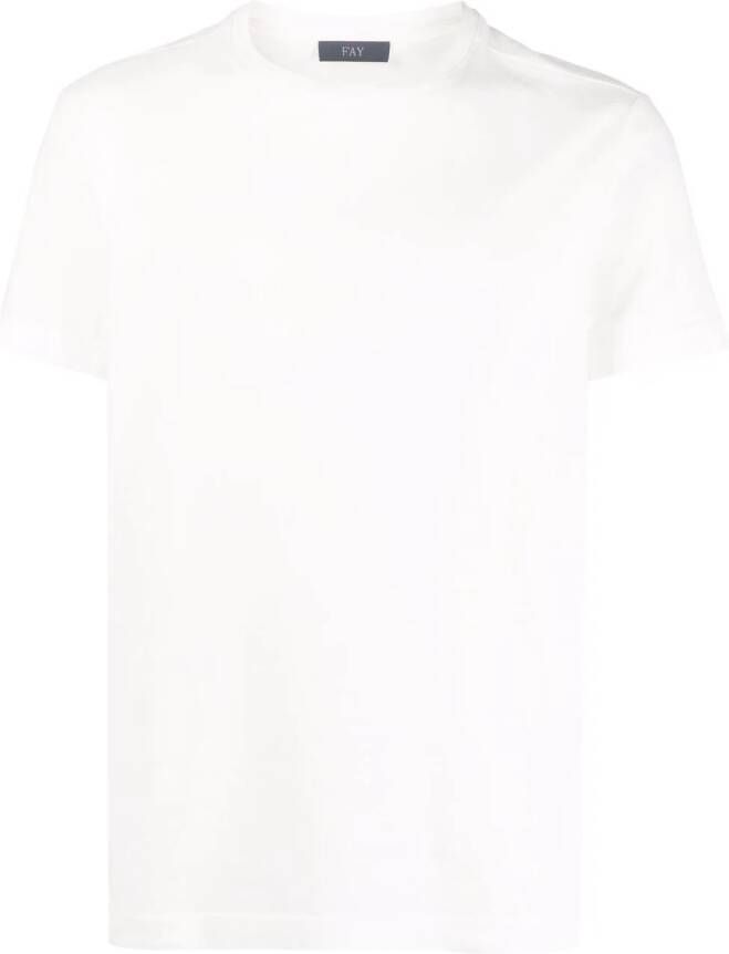 Fay T-shirt met geborduurd logo Wit