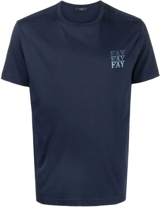 Fay T-shirt met logoprint Blauw