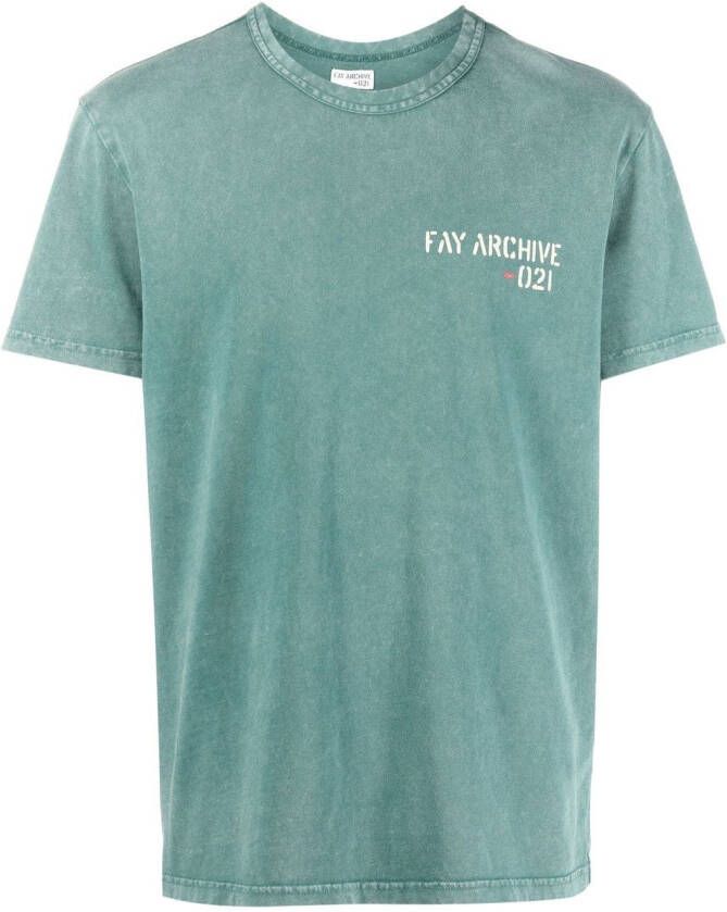 Fay T-shirt met logoprint Groen