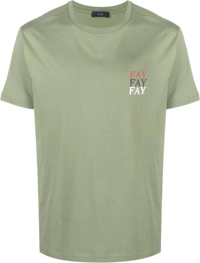 Fay T-shirt met logoprint Groen