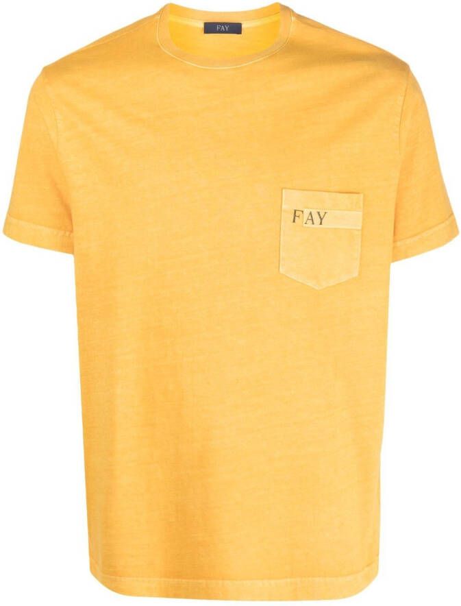 Fay T-shirt met logoprint Oranje
