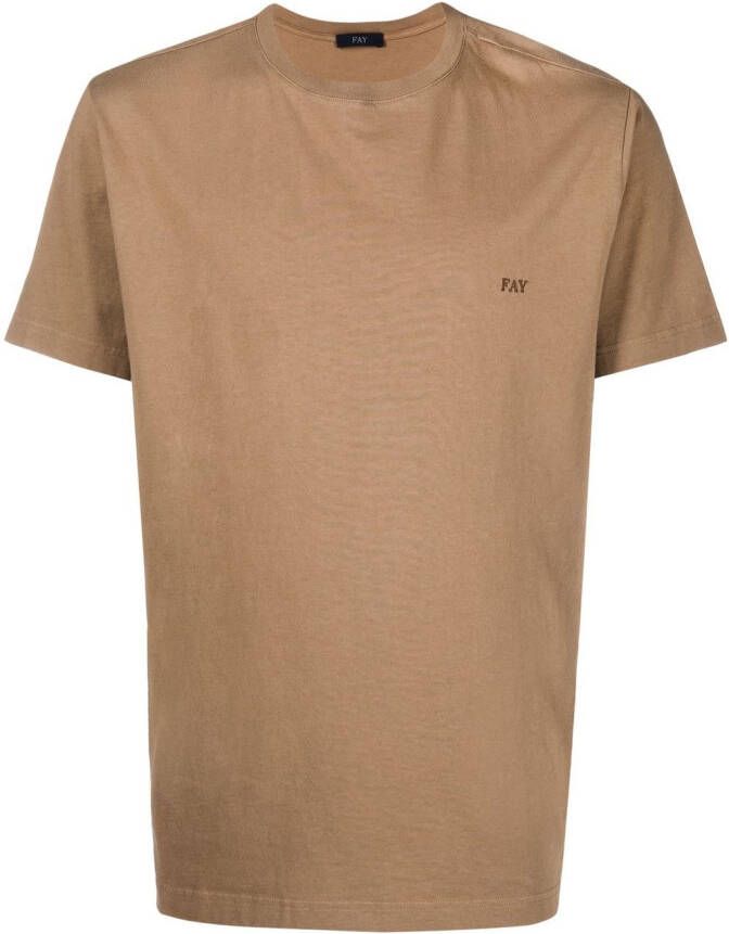 Fay T-shirt met ronde hals Bruin