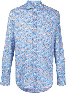 Fedeli Overhemd met bloemenprint Blauw