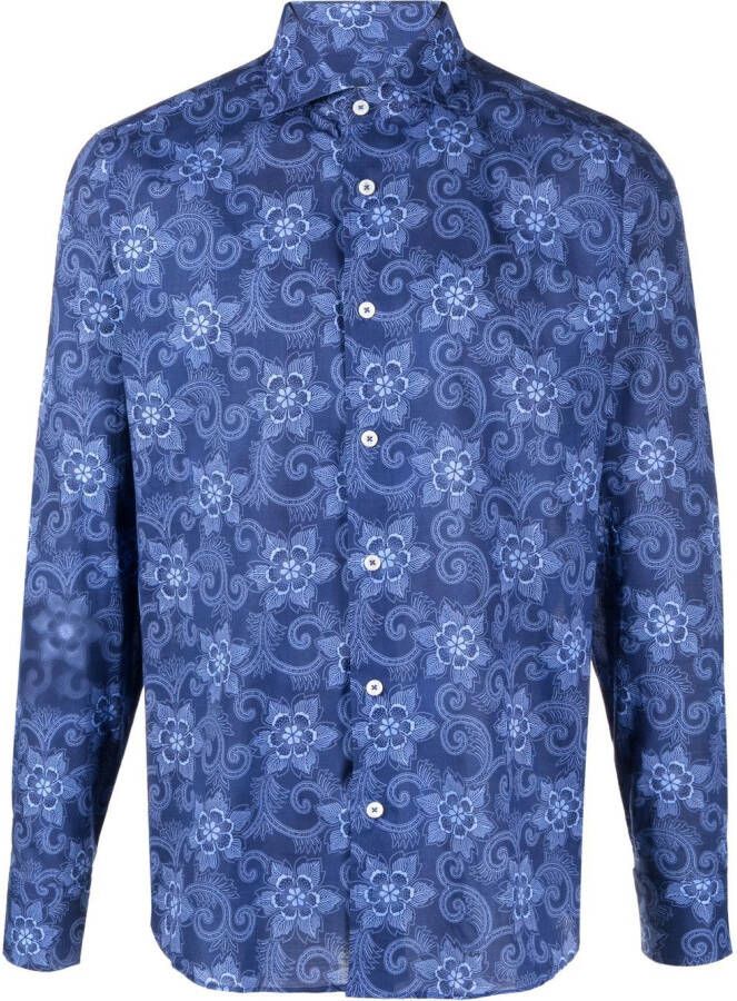 Fedeli Overhemd met paisley-print Blauw