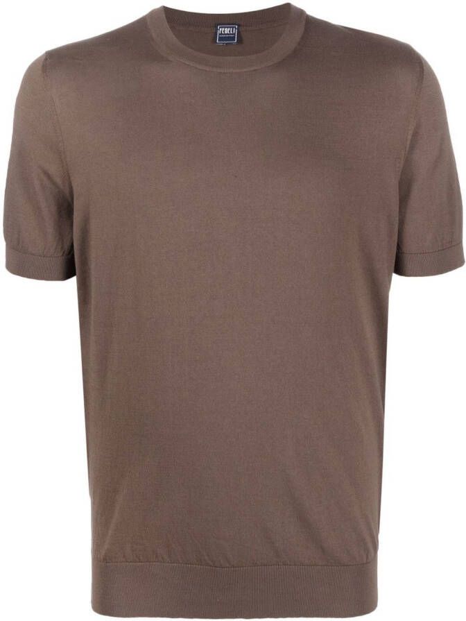 Fedeli T-shirt met ronde hals Bruin
