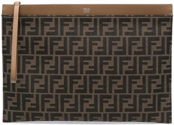 FENDI Clutch met monogram patroon Bruin