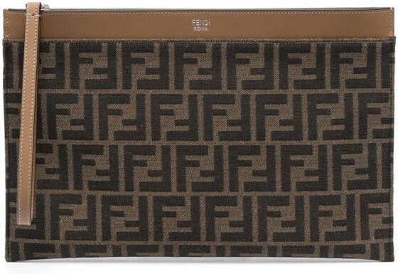 FENDI Clutch met monogram patroon Bruin