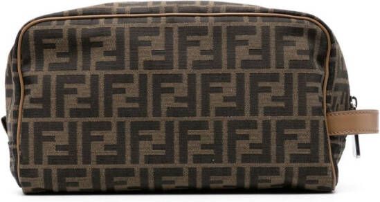Fendi Toilettas met logoprint Bruin