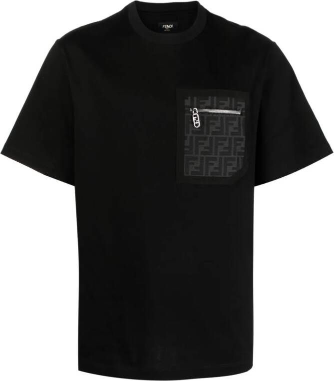 Fendi T-shirt met FF-patroon Zwart