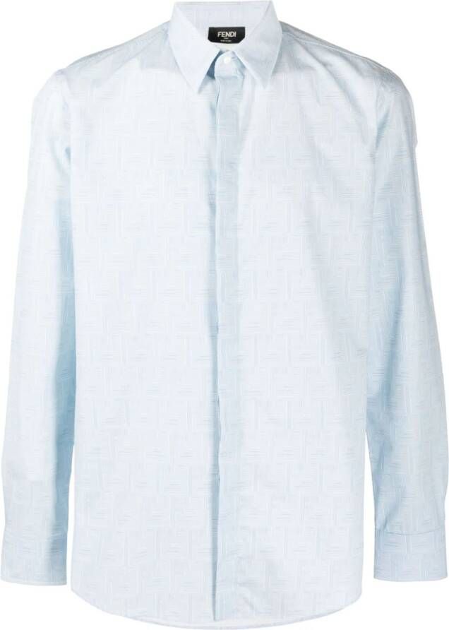 Fendi Overhemd met FF-patroon Blauw