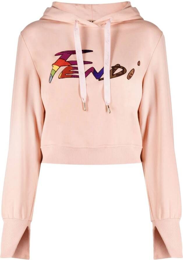 FENDI Hoodie met geborduurd logo Roze