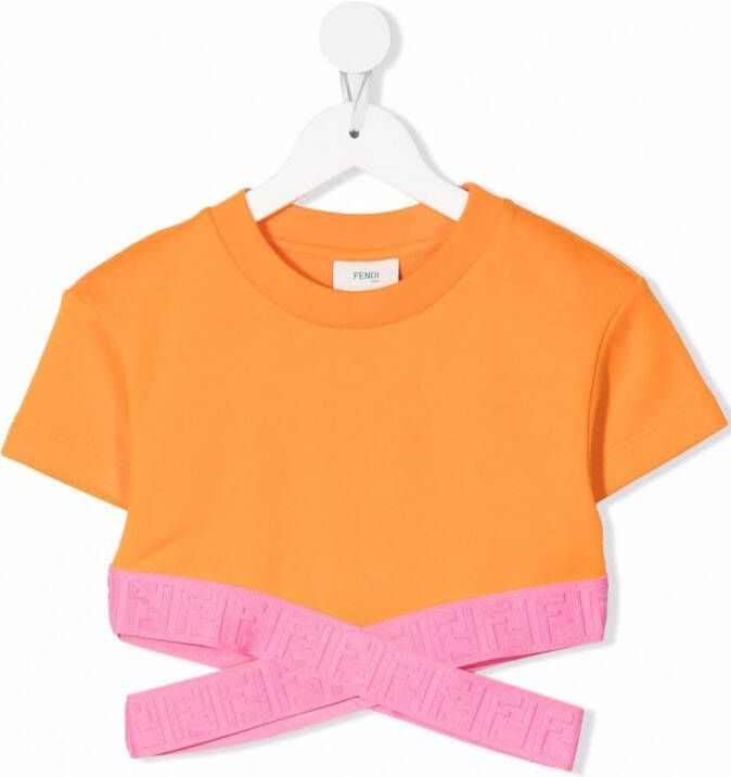 Fendi Kids Cropped T-shirt Oranje