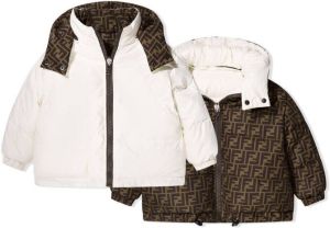 Fendi Kids reversible hooded padded jacket Wit