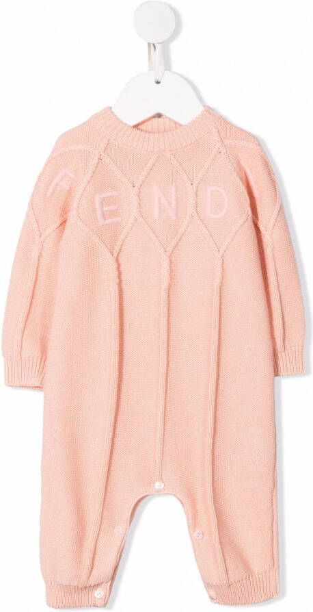 Fendi Kids Romper met geborduurd logo Roze