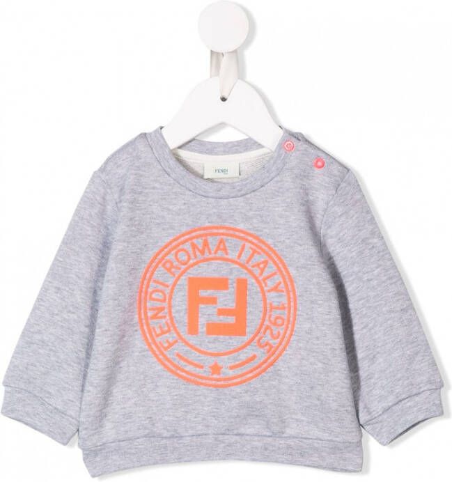Fendi Kids Sweater met contrasterend logo Grijs