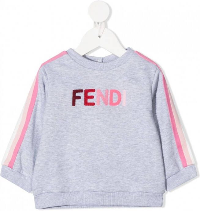 Fendi Kids Sweater met geborduurd logo Grijs
