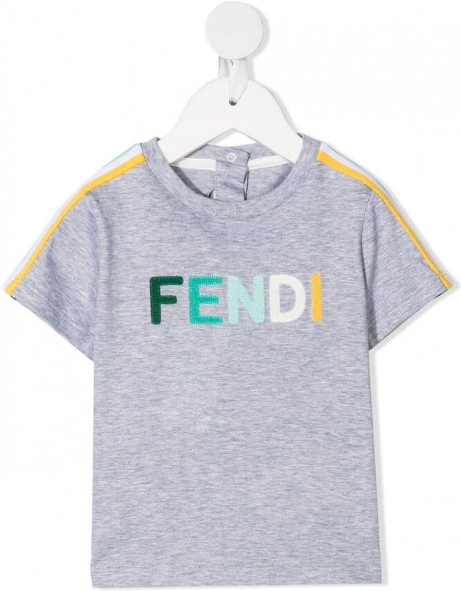 Fendi Kids T-shirt met logo Grijs