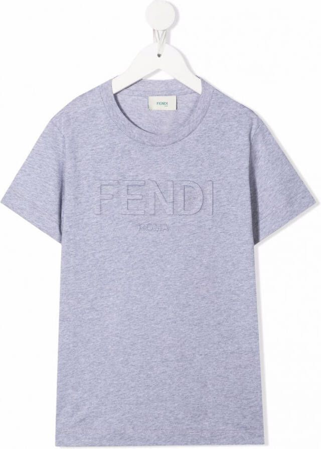 Fendi Kids T-shirt met logo-reliëf Grijs