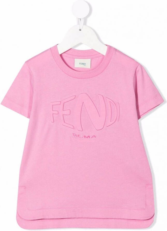 Fendi Kids T-shirt met logo-reliëf Roze