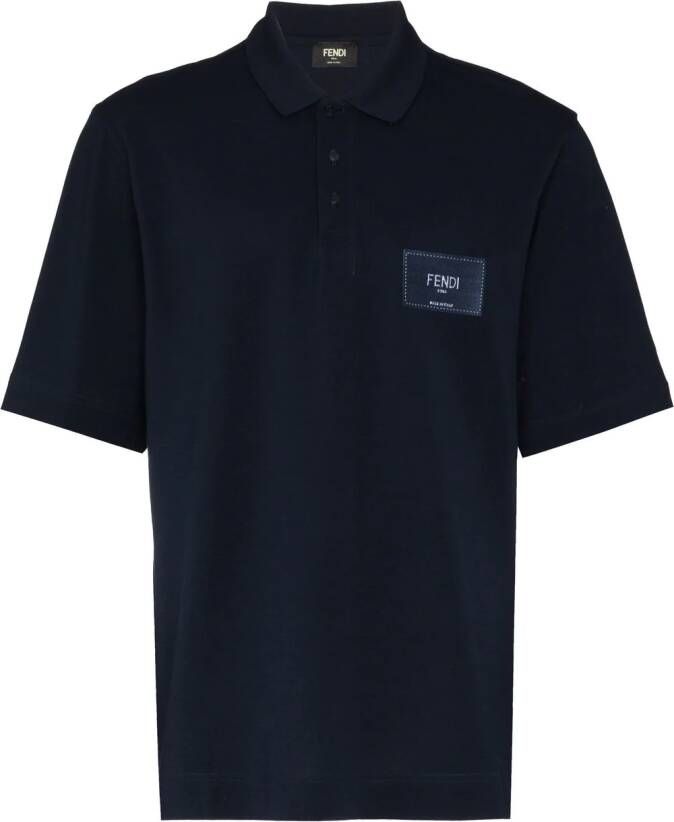 FENDI Poloshirt met geborduurd logo Blauw