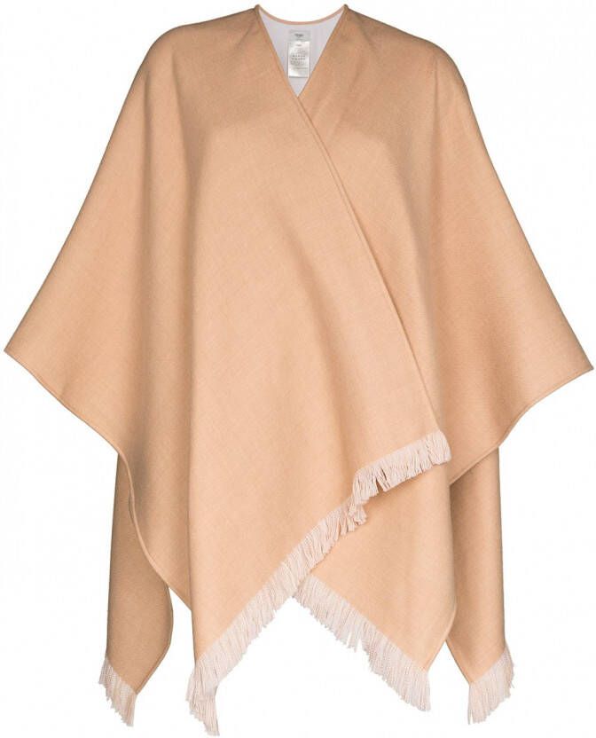 FENDI Poncho met franje logo Beige
