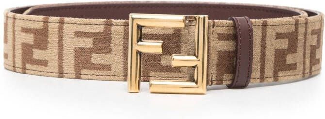 FENDI Riem met logo jacquard Bruin