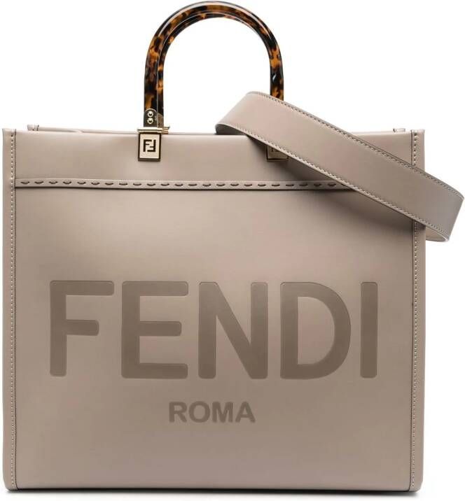 FENDI Shopper met logo Beige