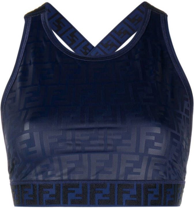 FENDI Top met logoprint Blauw