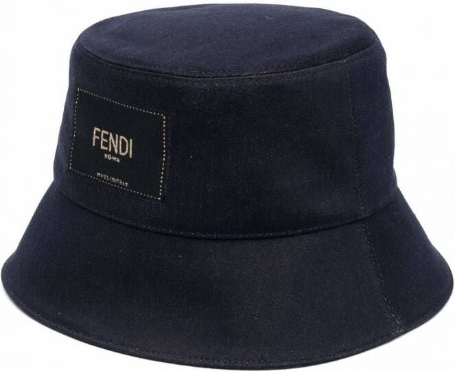 FENDI Vissershoed met logopatch Blauw