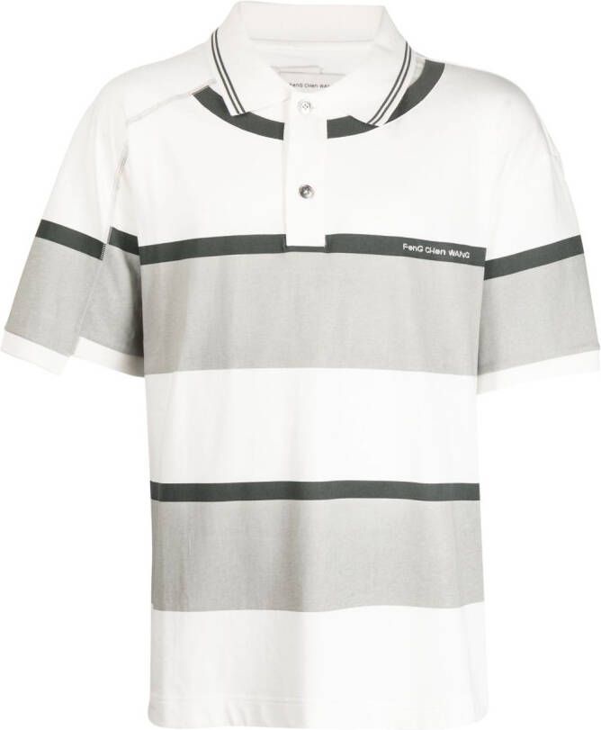 Feng Chen Wang Gestreept poloshirt Wit