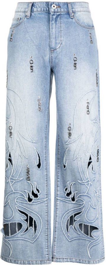 Feng Chen Wang Uitgesneden jeans Blauw