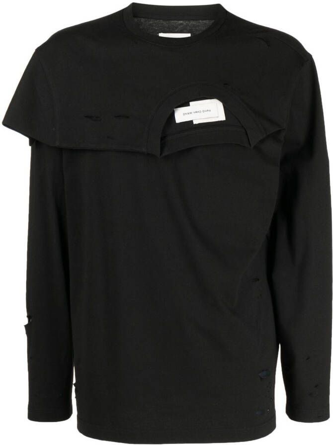 Feng Chen Wang T-shirt met dubbele kraag Zwart